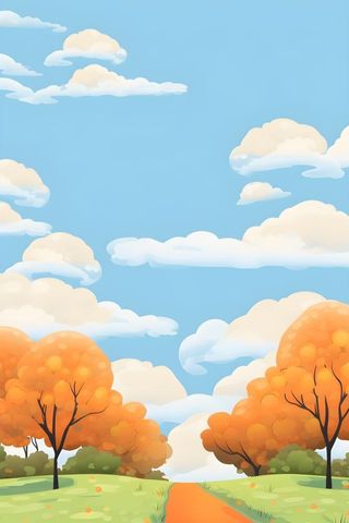 童趣可爱秋景田园背景