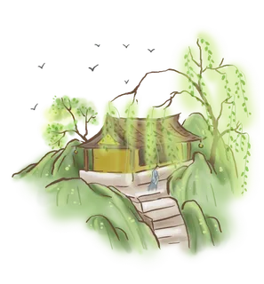 清明元素古风中式清明节山水画中国风