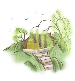 清明元素古风中式清明节山水画中国风