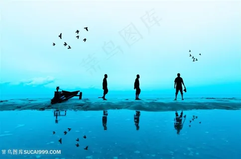 在湖边的摄影师剪影高清图片 在湖边的摄影师剪影高清图片