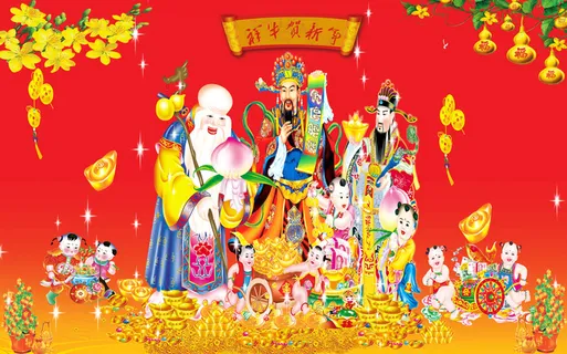 福禄寿红色背景风景 福禄寿红色背景风景