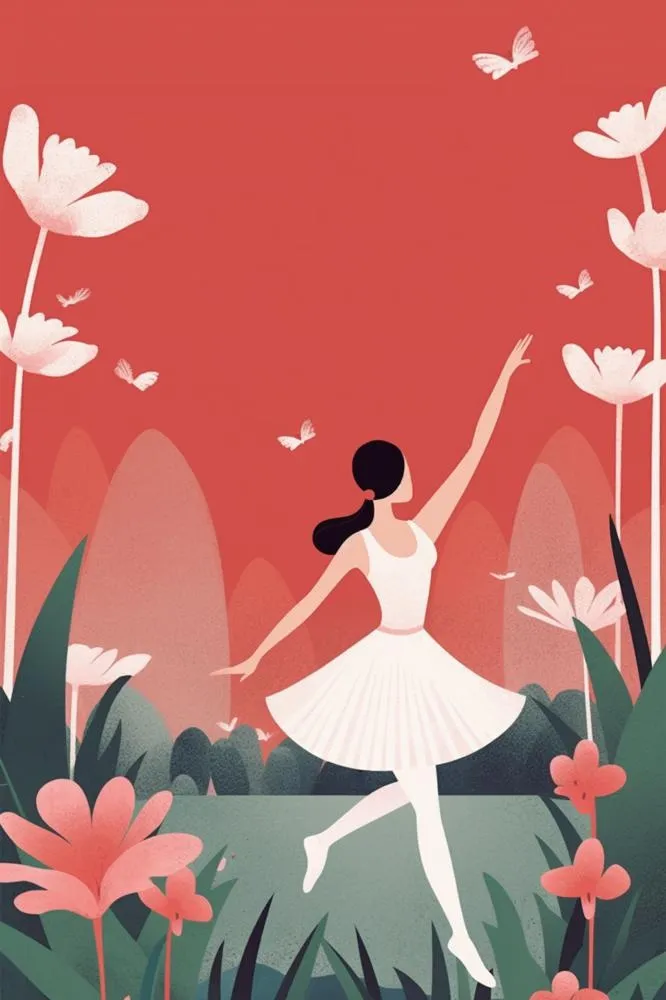 粉红色舞蹈花草海报背景(2362x3543)