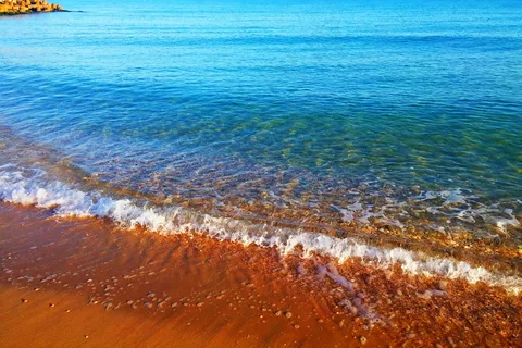 大海沙滩浪花图片