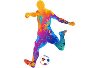 足球运动员踢球射门免抠