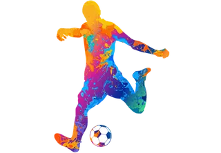 足球运动员踢球射门免抠