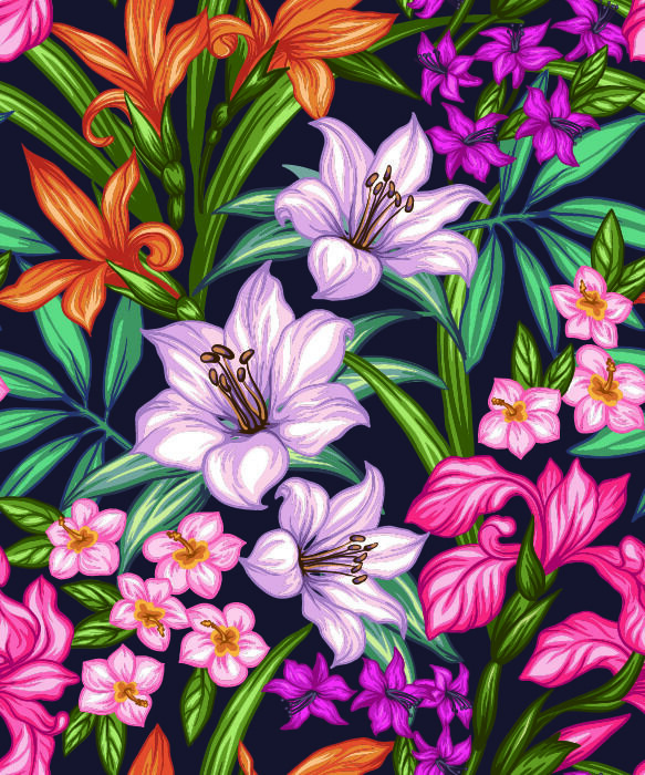 花卉唯美手绘花朵面料纹理手机壳布料面料印花服装矢量图案素材