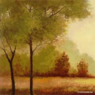 水彩树林美景油画 水彩树林美景油画
