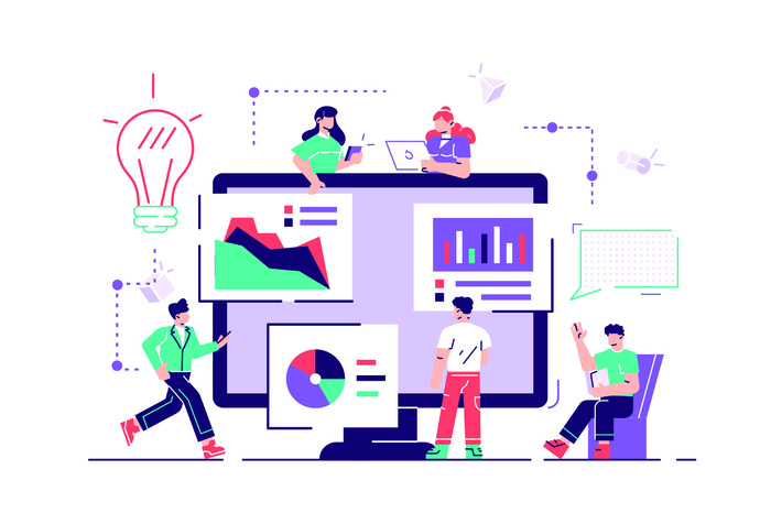 扁平化人物场景办公互联网等距ai矢量设计网页海报UI素材插画