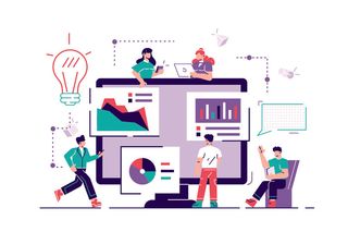 扁平化人物场景办公互联网等距ai矢量设计网页海报UI素材插画