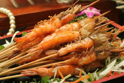 日式卵石串烤虾 (5)