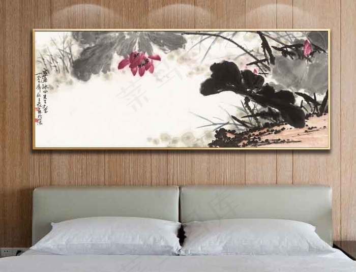 高清荷花国画