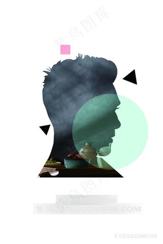 唯美手绘男性侧脸装饰画