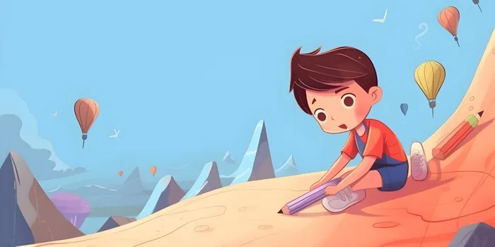 儿童放假写作业天空热气球卡通背景(3600x1800)