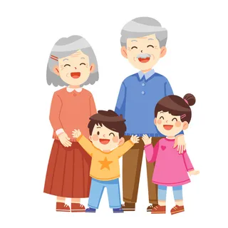 卡通重阳节老人儿童开心素材