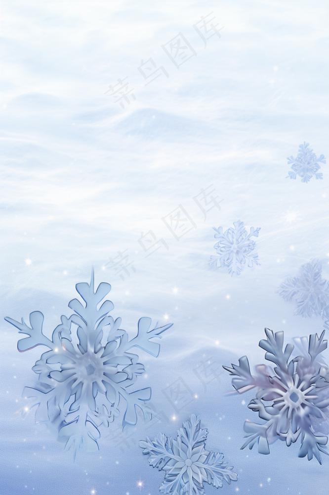 简约唯美雪花清新蓝白背景(896x1344)