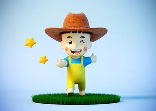 C4D可爱卡通小园丁IP形象效果图