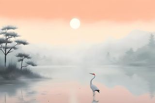 清新意境白云山水背景