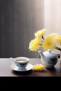 菊花茶简约清新背景 菊花茶简约清新背景