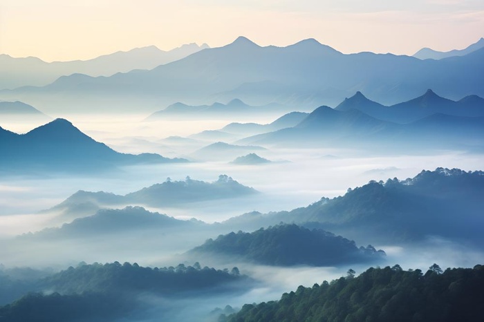 山脉树林高空摄影