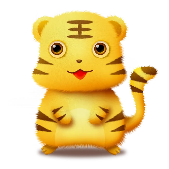 卡通小老虎PNG免抠插画素材可爱动物老虎插画贴图PNG免抠设计素材