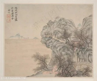 清代画家樊圻山水册页清凉僧舍图国画图片