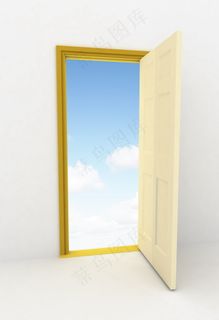 打开着的门图片