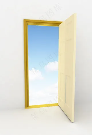 打开着的门图片