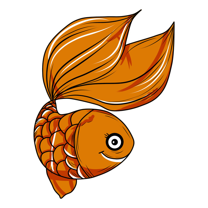 手绘烫金国潮中国风卡通锦鲤鱼金鱼插画装饰元素PSD设计素材