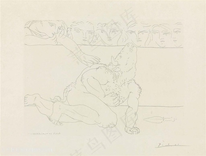 毕加索时尚素描先人物艺术装饰画