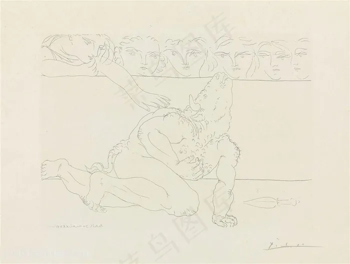 毕加索时尚素描先人物艺术装饰画