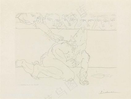 毕加索时尚素描先人物艺术装饰画