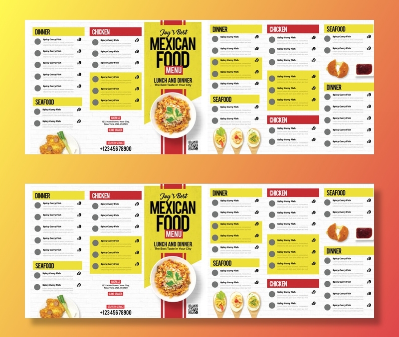 设计英文食物菜单素材