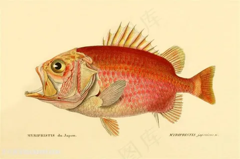 时尚复古中式彩绘鱼插画