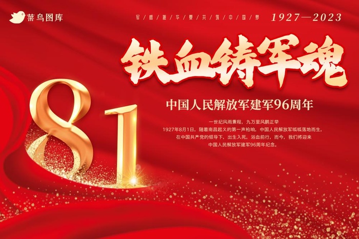 喜迎81建军节成立96周年红色海报(3000x2000)psd模版下载