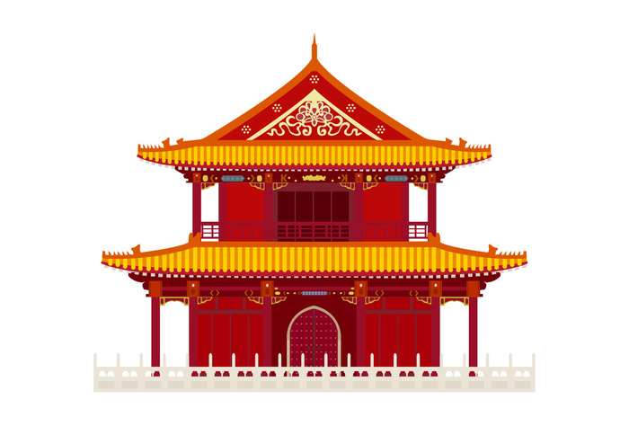 复古中国风国潮古建筑插画手绘高楼古塔AI素材亭子png免抠图