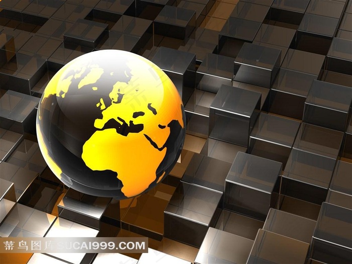 科技背景全球金属钢板图片下载
