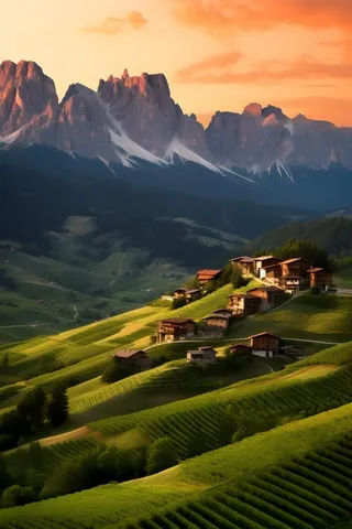 简约郊外屋子山脉摄影