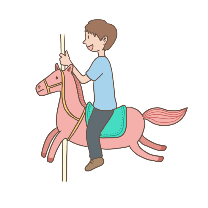 木马玩具剪贴画儿童节幼儿园插画