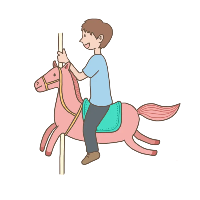 木马玩具剪贴画儿童节幼儿园插画