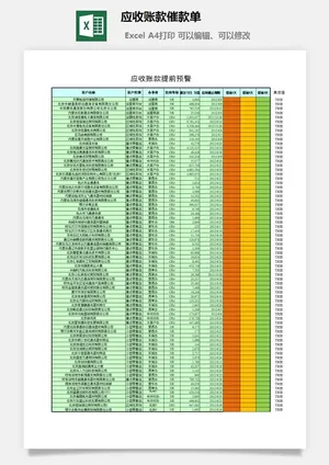 应收账款催款单excel模板预览图