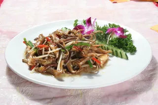 烧汁鲜菇爆鸭片 