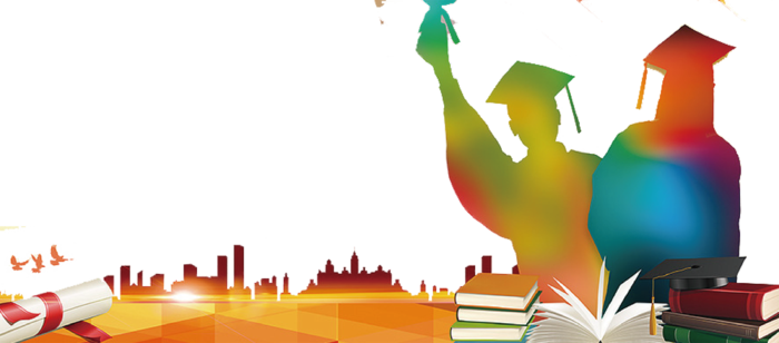 毕业生卡通城市剪影素材少儿兴趣班