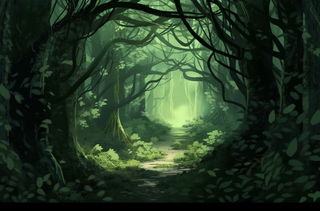 幽暗玄幻的森林插画背景