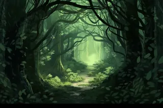 幽暗玄幻的森林插画背景