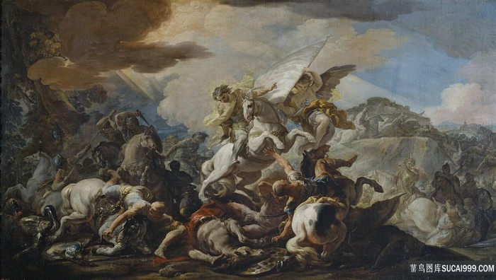 山林人物油画风景画