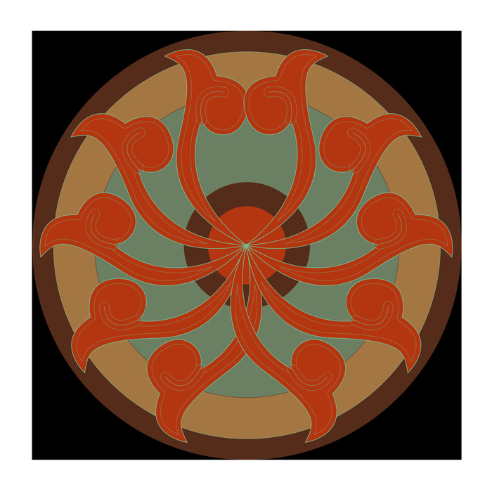 复古中式国潮风敦煌花纹装饰图案花卉藻井肌理圆形边框素材