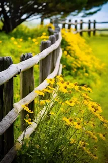 路边花朵栏杆模糊摄影