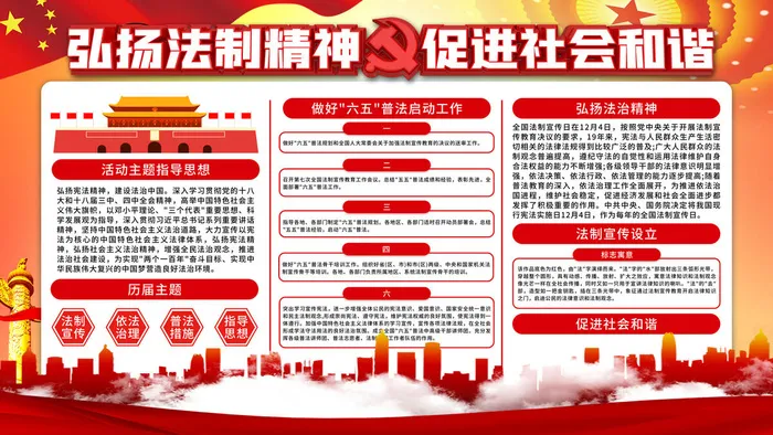 全国法制宣传日国家宪法日法律公益背景展板海报设计ps模板素材