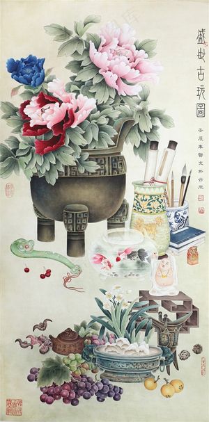 盛世古玩图工笔画 盛世古玩图工笔画