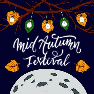 中秋快乐灯笼黑色背景